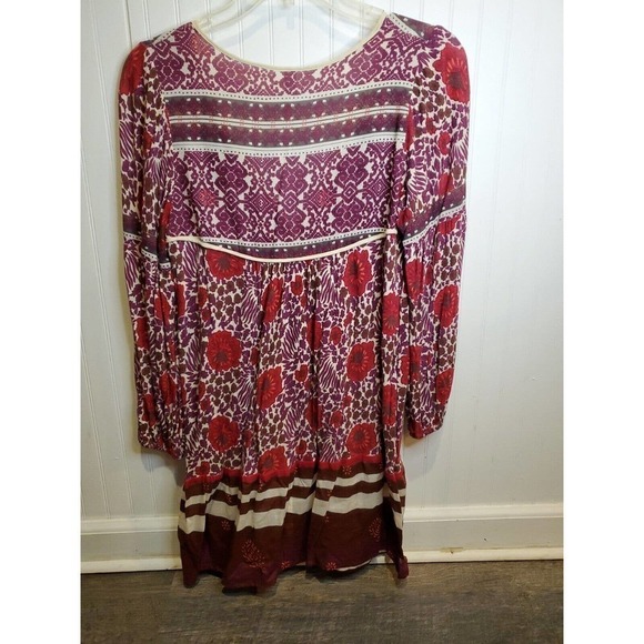 Free People Tunic Pearl Linen Blend sz S Multicolor Floral BOHO Top - Picture 4 of 7